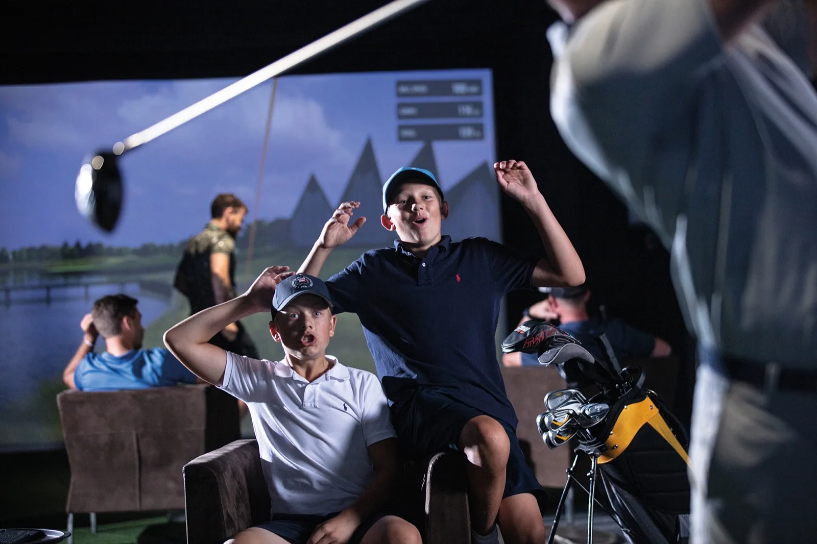 Players celebrating at the studio